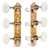 Sloane Classical Guitar Tuners with Pearloid Knobs and Leaf Baseplates, Bright Brass, White Rollers