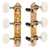 Sloane Classical Guitar Tuners with Ivoroid Knobs and Leaf Baseplates, Bright Brass, Black Rollers