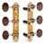 Sloane Classical Guitar Tuners with Snakewood Knobs and Leaf Baseplates, Bright Brass, Black Rollers