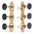 Sloane Classical Guitar Tuners with Ebony Knobs and Flower Baseplates, Bright Brass, White Rollers
