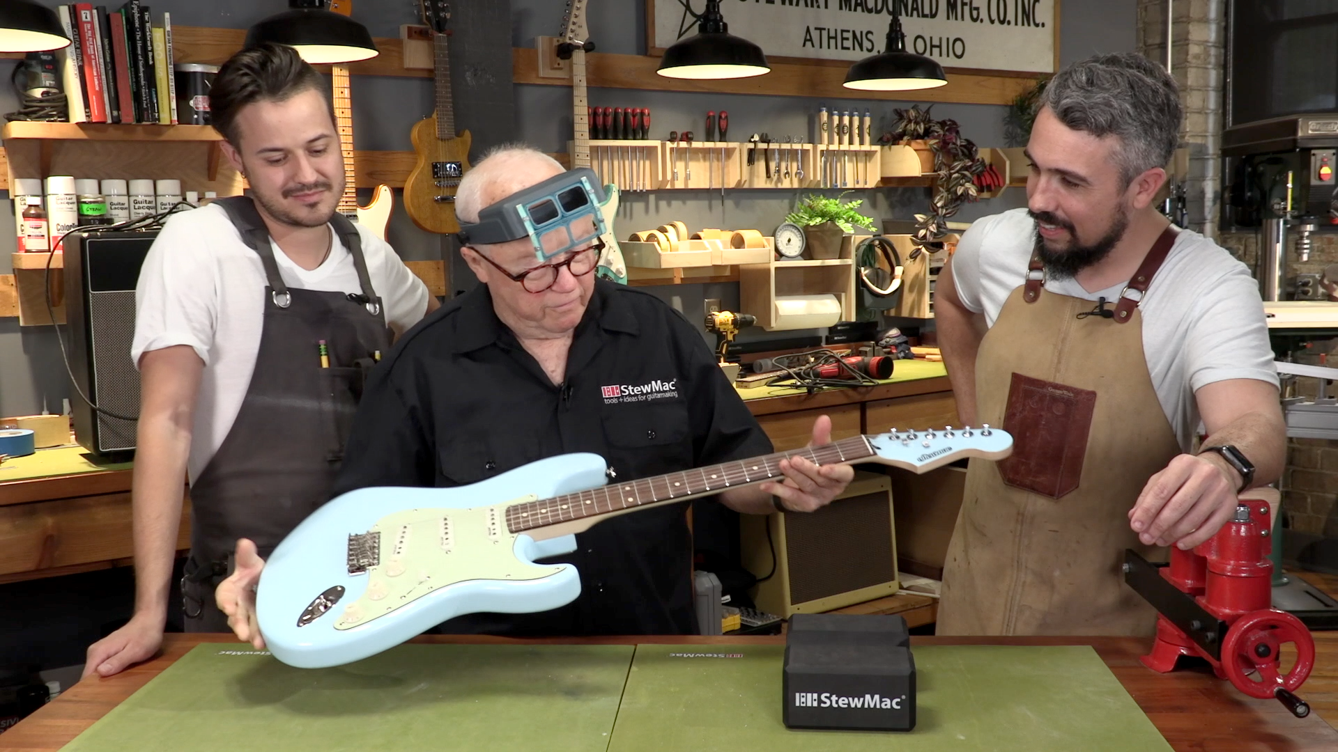 Dan inspects the quality of the finish work