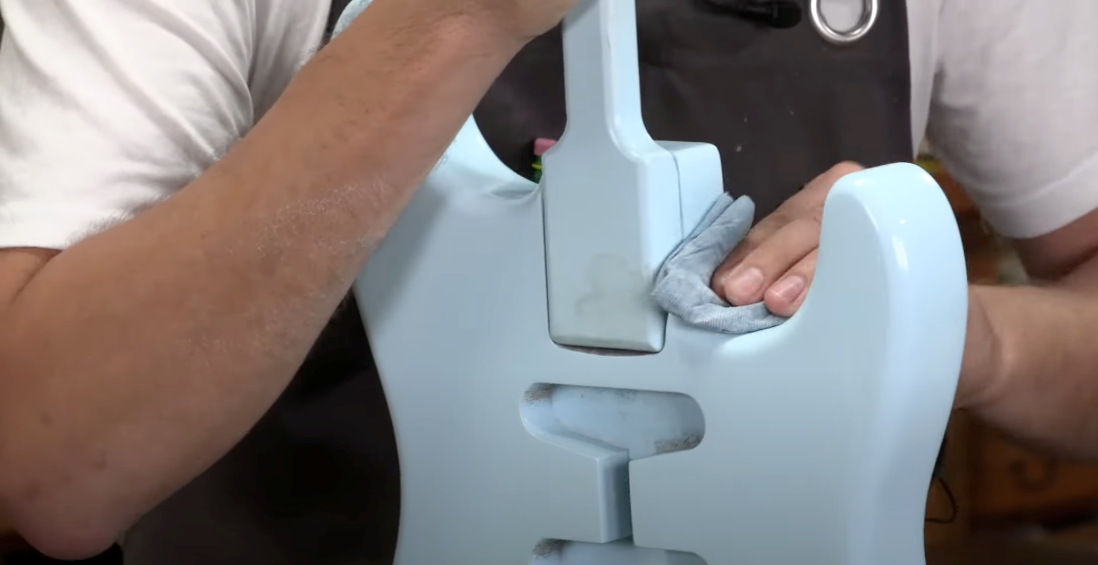 Buffing the curved areas by hand