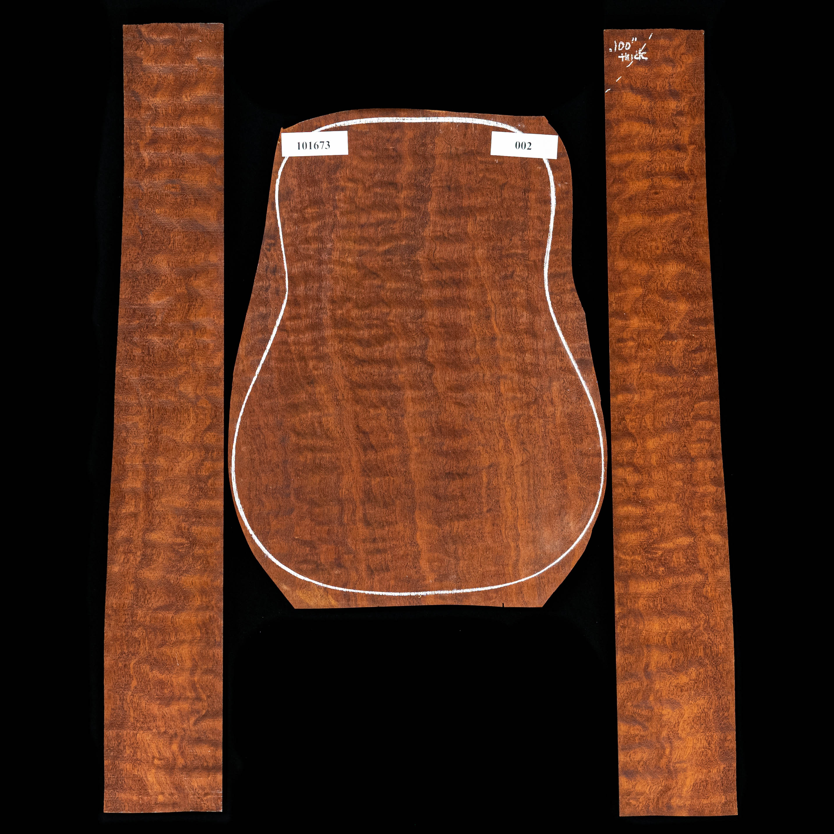 The Tree Quilted Honduran Mahogany Asymmetrical 1Piece Back + Side set