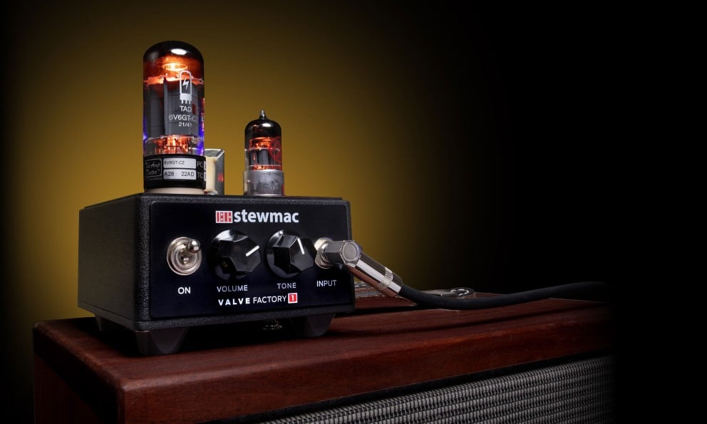 Valve Factory 1 Amp Kit sitting on a speaker cabinet.
