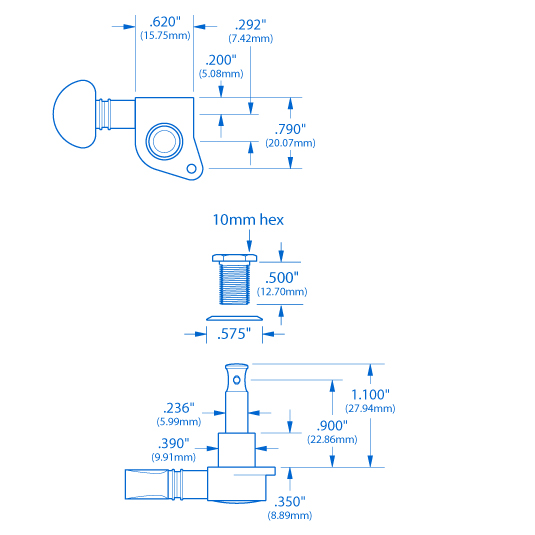 Grover Mid-Size Rotomatics (305 Series) 3+3 Tuners