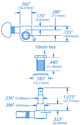 Grover Mini Rotomatics (205 Series) 3+3 Tuners