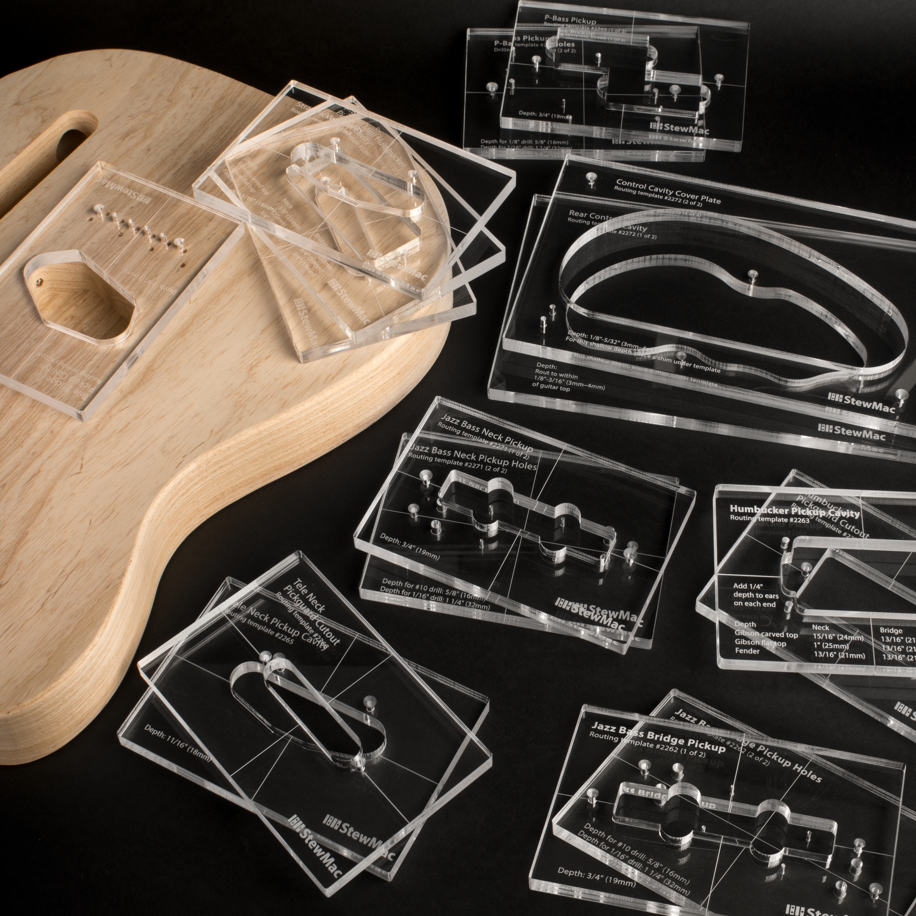 StewMac Pickup Routing Templates for P-Bass, Set of 2 並行輸入品 StewMac Pickup and Control Cavity Routing Templates Complete Set