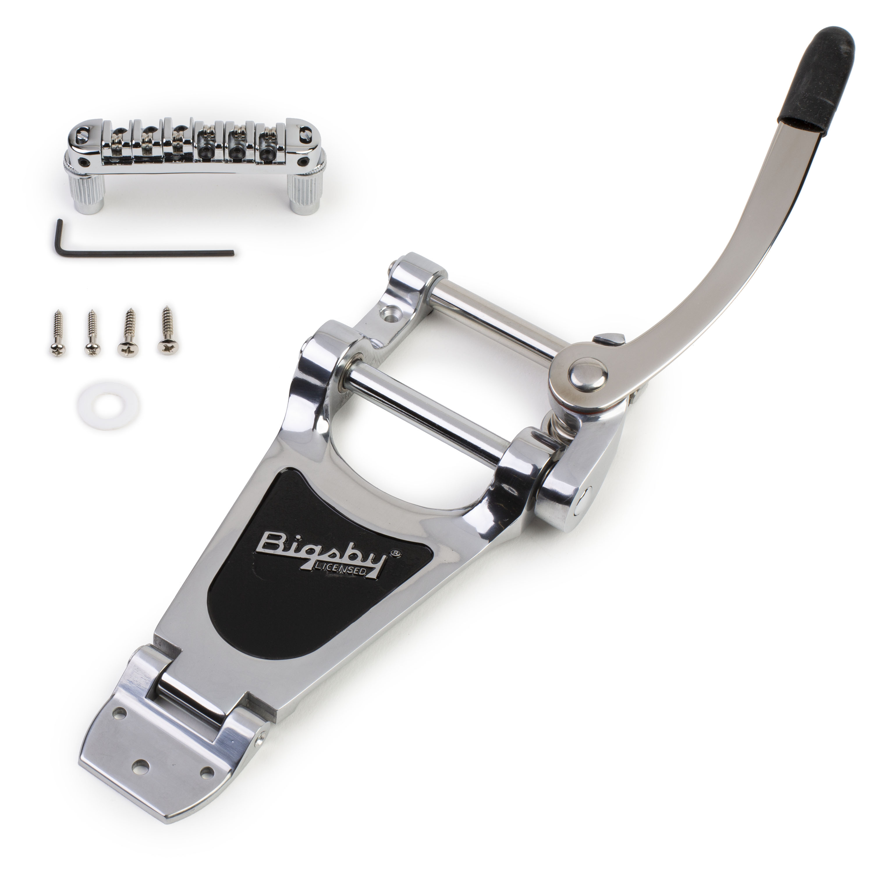 Locking Roller Bridge with Bigsby B70 Vibrato Chrome Polished from StewMac. Bigsby