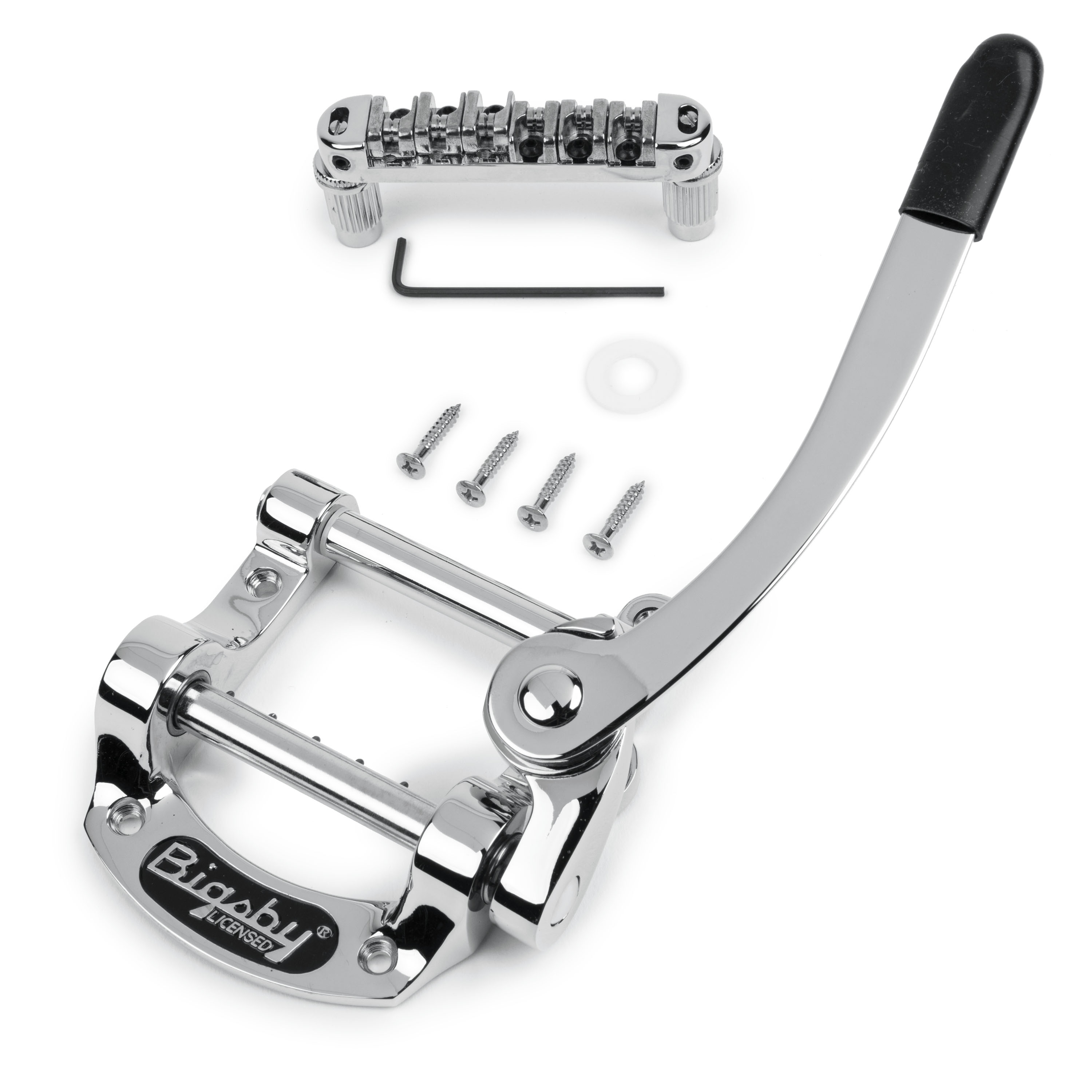 Locking Roller Bridge with Bigsby B50 Vibrato Chrome Polished from StewMac. Bigsby