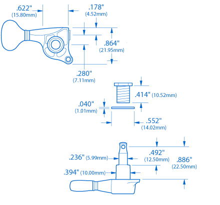Gotoh Mini 510 6-In-Line Tuners with Metal Knobs - StewMac Gotoh Mini 510 6-In-Line Tuners with Metal Knobs - StewMac