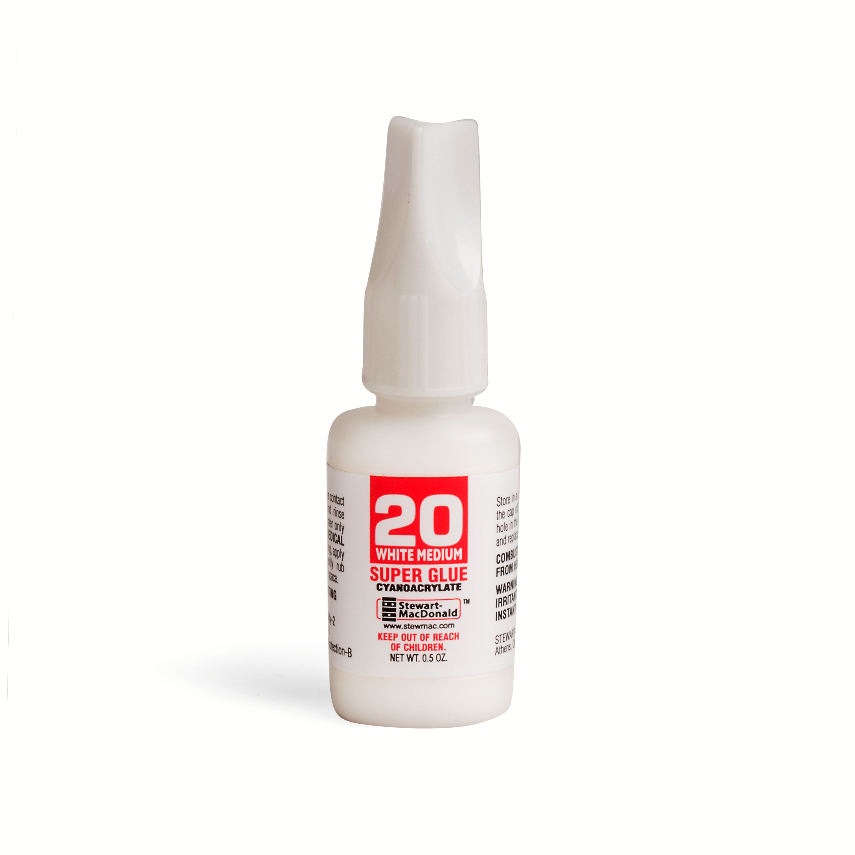 StewMac Tinted Super Glue, White, 0.5 oz. StewMac Tinted Super Glue, White, 0.5 oz.