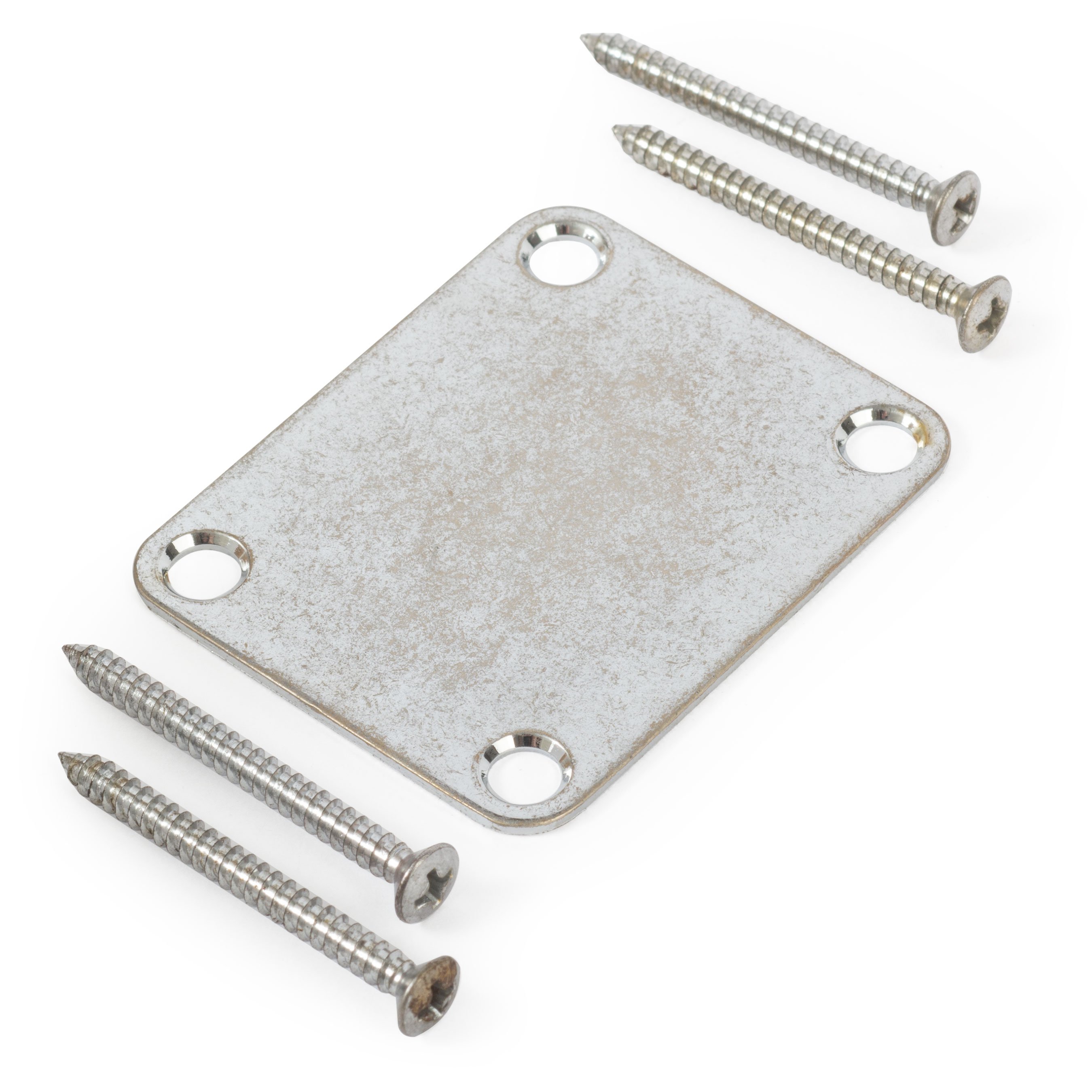 Neck Mounting Plate, Relic Chrome, with screws Neck Mounting Plate, Relic Chrome, with screws