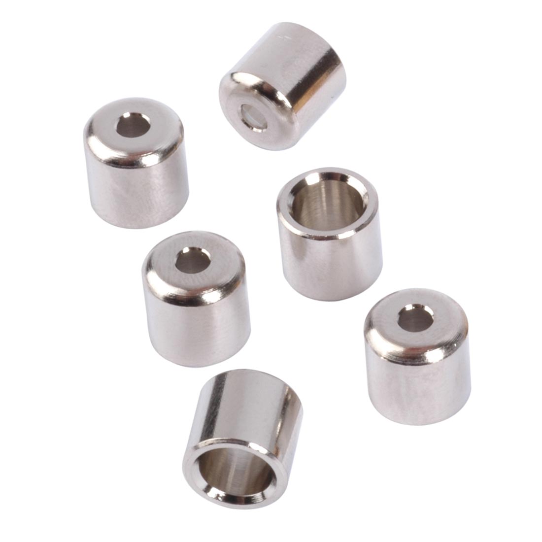 Flush-fit Guitar String Ferrules, Chrome, set of 6 Flush-fit Guitar String Ferrules, Chrome, set of 6