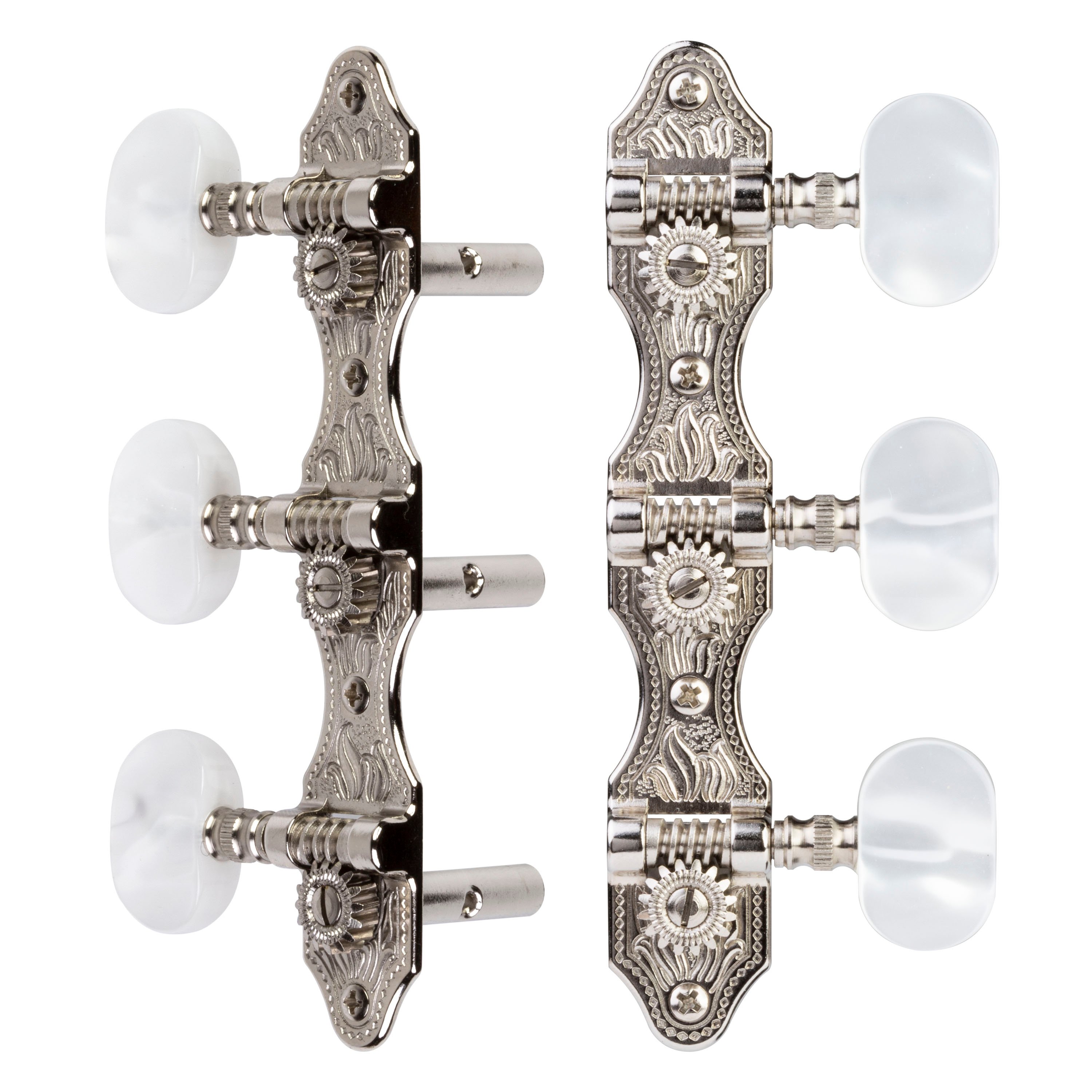 Schaller 3-On-Plate Guitar Machines, Nickel, 3L/3R Schaller 3-On-Plate Guitar Machines, Nickel, 3L/3R