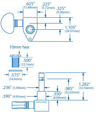 Grover Original Locking Rotomatics (106 Series) 3+3 Tuners