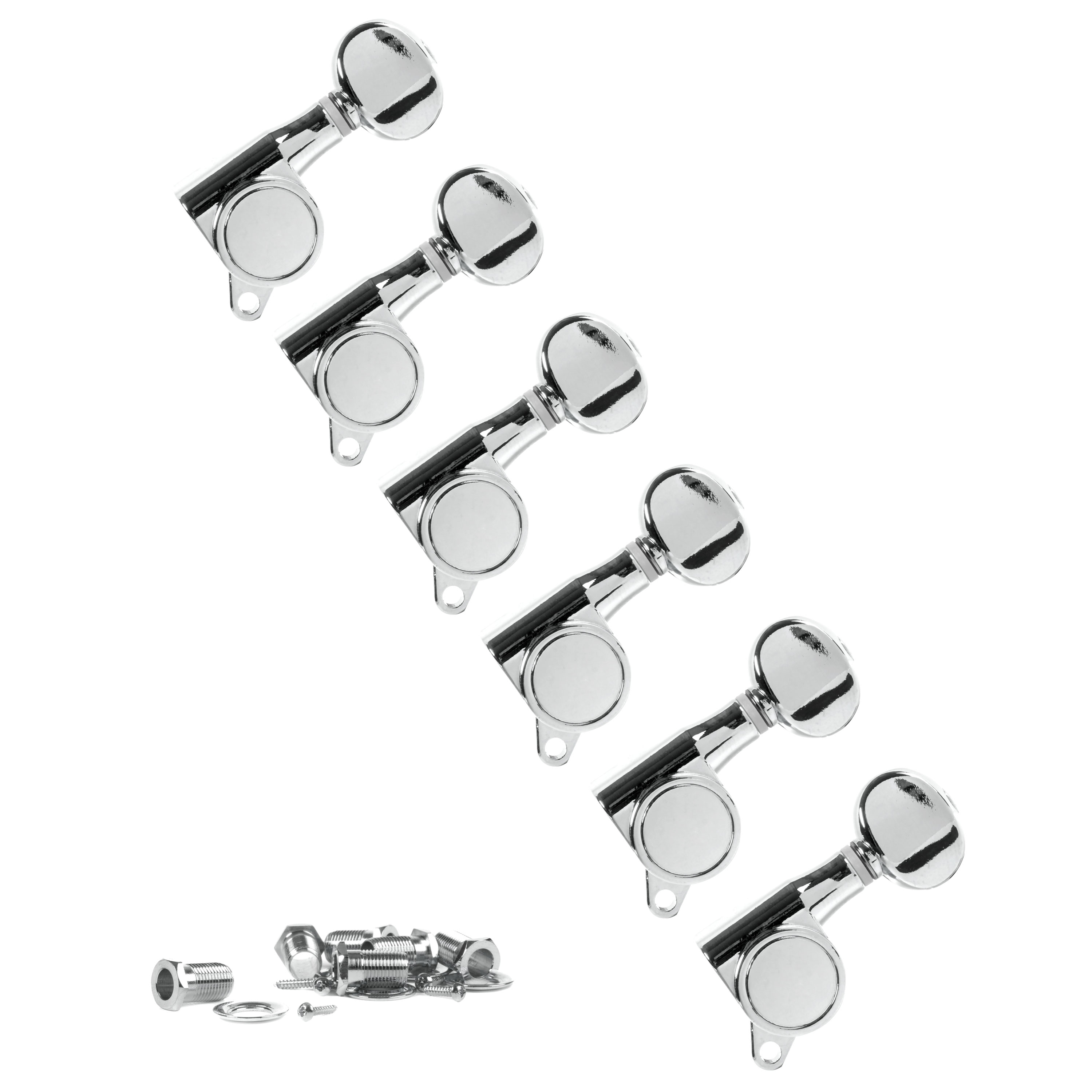 Golden Age Oval Knob 6-In-Line Tuners, Chrome Golden Age Oval Knob 6-In-Line Tuners, Chrome