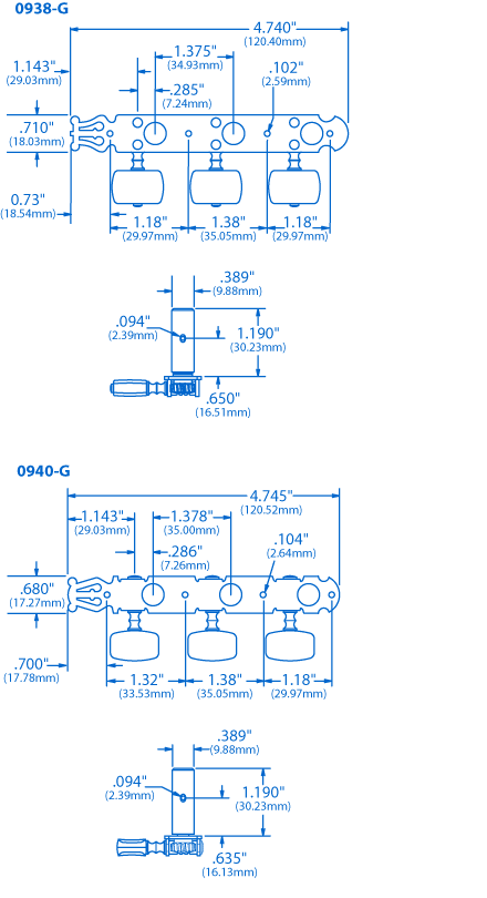 Lyra-style Gotoh Classical Guitar Tuners