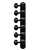 TonePros Kluson 6-In-Line Left-Handed Tuners with Threaded Bushings, Black
