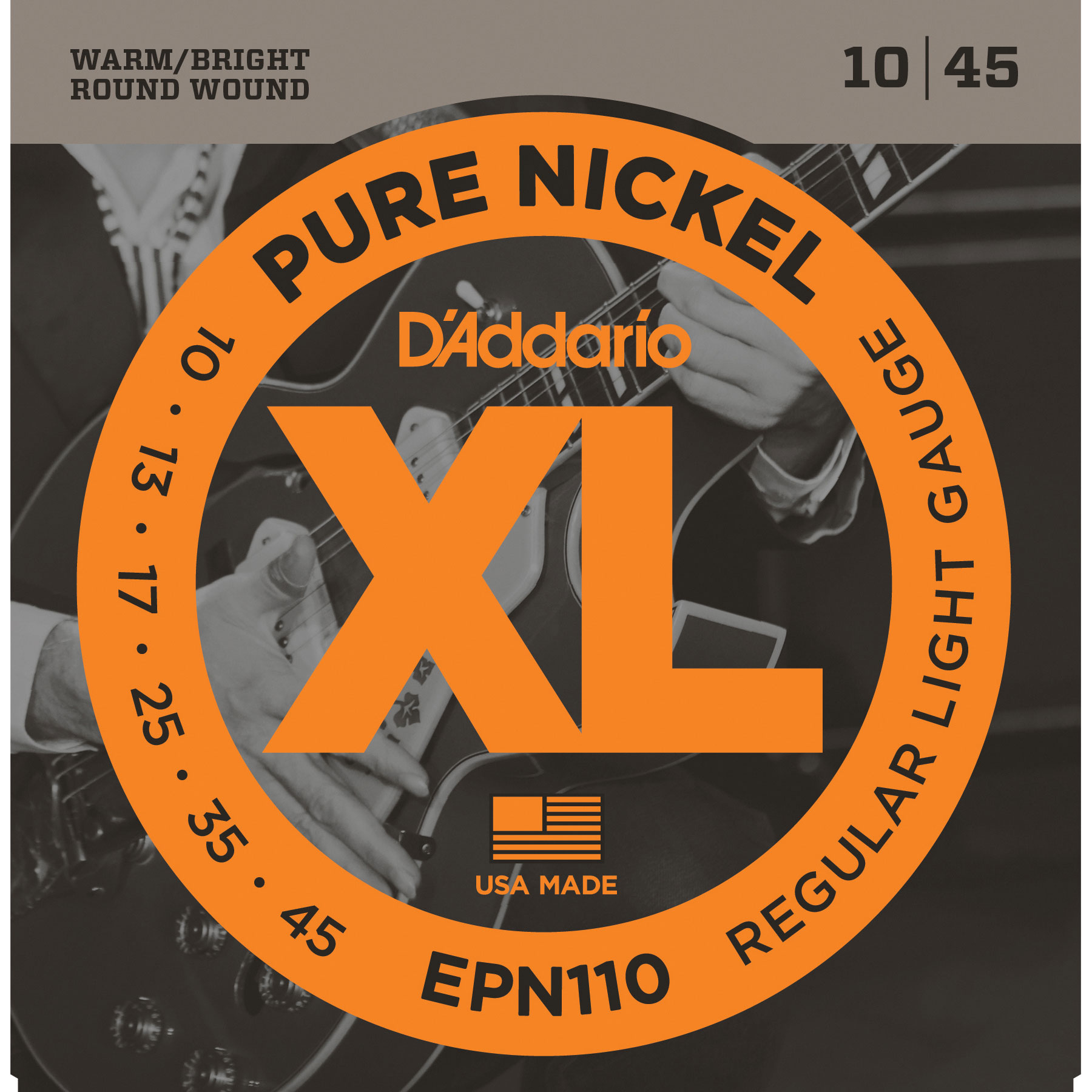 D'Addario XL Pure Nickel Electric Guitar Strings, Regular Light (EPN110) D'Addario XL Pure Nickel Electric Guitar Strings, Regular Light (EPN110)