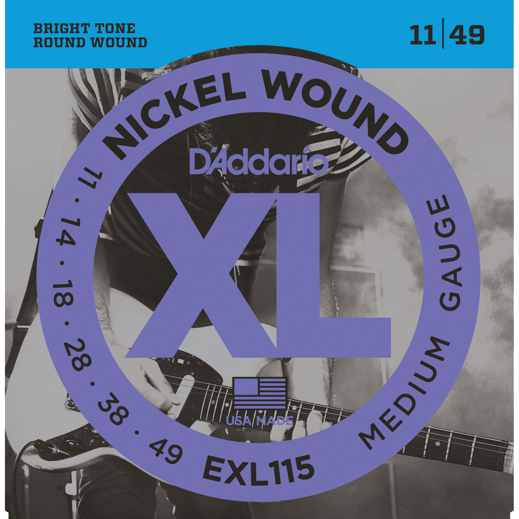 D'Addario XL Nickel Wound Electric Guitar Strings, Medium/Blues-Jazz Rock (EXL115) D'Addario XL Nickel Wound Electric Guitar Strings, Medium/Blues-Jazz Rock (EXL115)