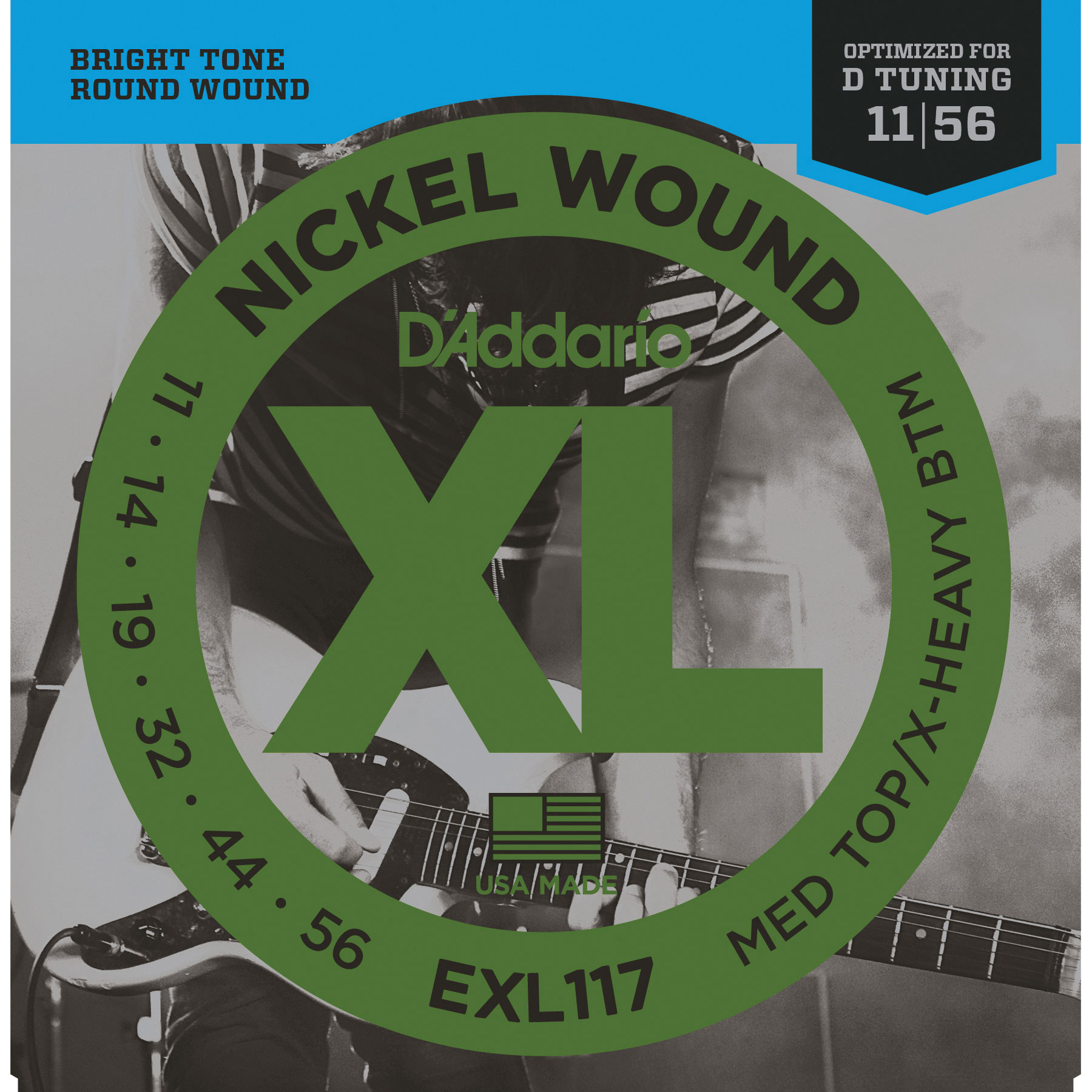 D'Addario XL Nickel Wound Electric Guitar Strings, Medium Top/Extra Heavy Bottom (EXL117) D'Addario XL Nickel Wound Electric Guitar Strings, Medium Top/Extra Heavy Bottom (EXL117)