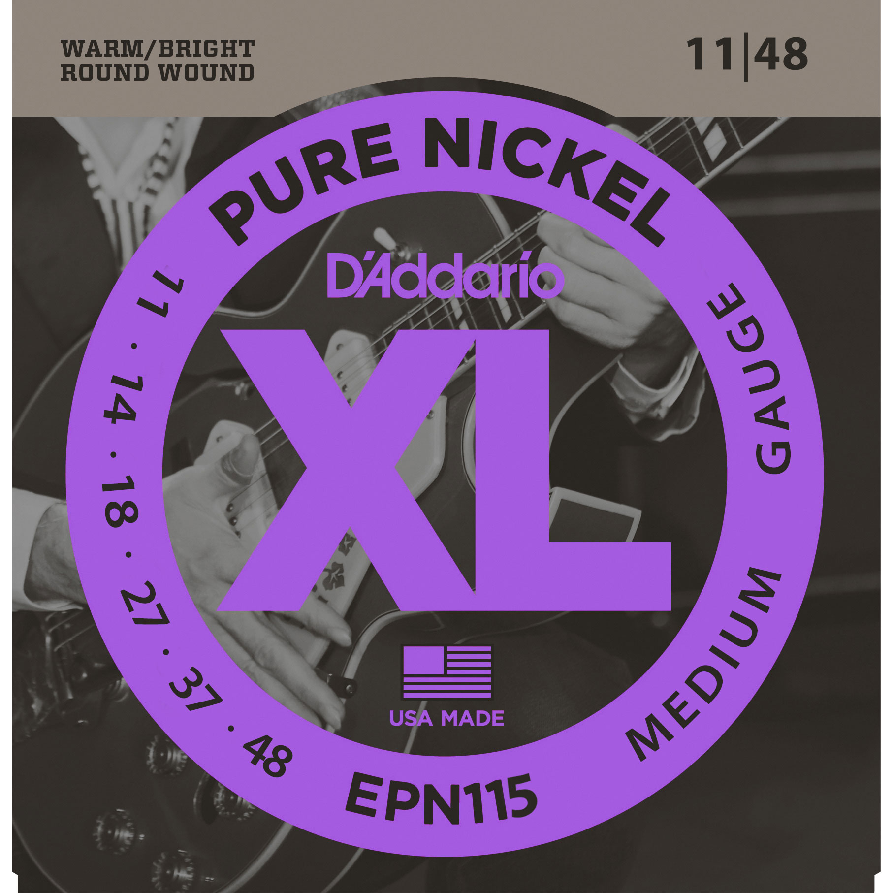 D'Addario XL Pure Nickel Electric Guitar Strings, Medium (EPN115) D'Addario XL Pure Nickel Electric Guitar Strings, Medium (EPN115)