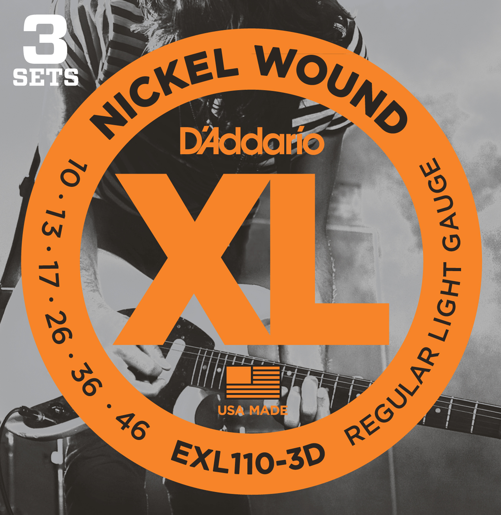 D'Addario XL Nickel Wound Electric Guitar Strings, 3-pack, Regular Light (EXL110-3D) D'Addario XL Nickel Wound Electric Guitar Strings, 3-pack, Regular Light (EXL110-3D)