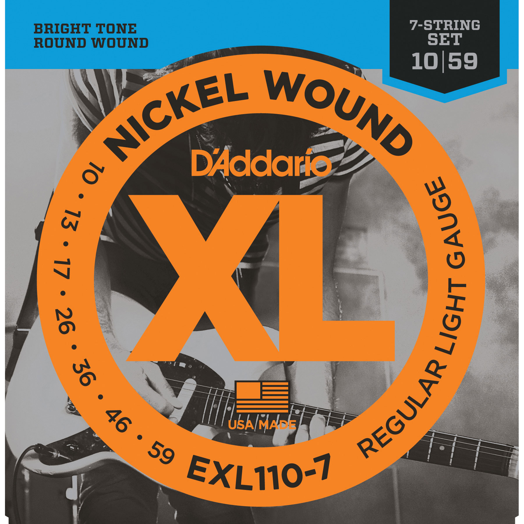 D'Addario Nickel Wound 7-string Electric Guitar Strings, Regular Light (EXL110-7) D'Addario Nickel Wound 7-string Electric Guitar Strings, Regular Light (EXL110-7)