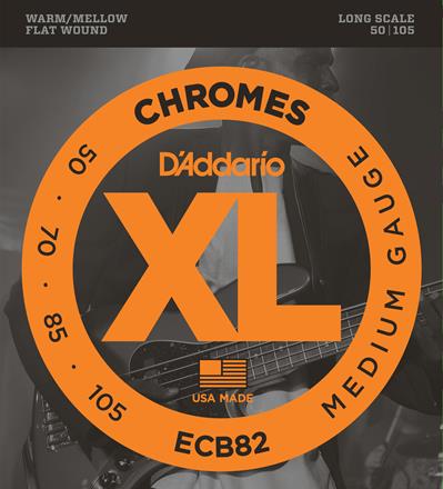 D'Addario Flatwound Chrome Bass Strings, Medium (ECB82) D'Addario Flatwound Chrome Bass Strings, Medium (ECB82)