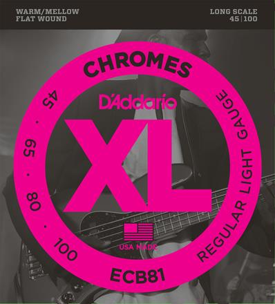 D'Addario Flatwound Chrome Bass Strings, Regular Light (ECB81) D'Addario Flatwound Chrome Bass Strings, Regular Light (ECB81)