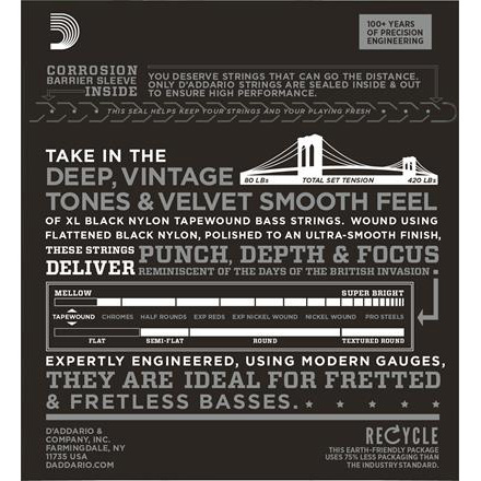 D'Addario Nylon Tapewound Bass Strings StewMac