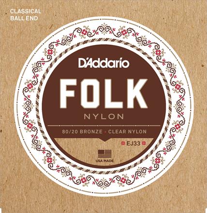 D'Addario Folk Acoustic Guitar Strings, 80/20 Bronze/Clear Nylon (EJ33) D'Addario Folk Acoustic Guitar Strings, 80/20 Bronze/Clear Nylon (EJ33)
