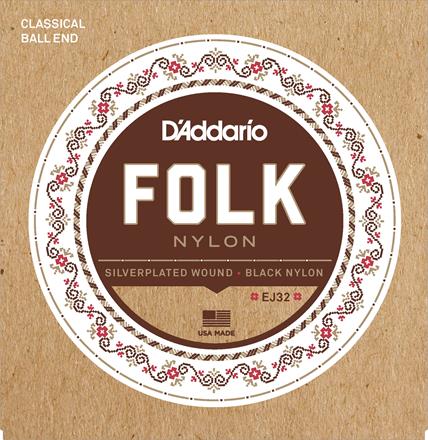 D'Addario Folk Acoustic Guitar Strings, Silver Wound/Black Nylon (EJ32) D'Addario Folk Acoustic Guitar Strings, Silver Wound/Black Nylon (EJ32)