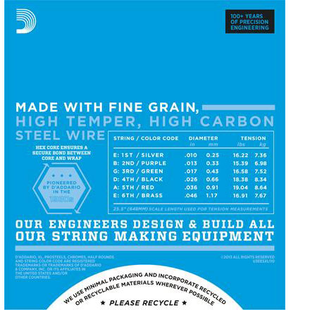 D'Addario XL Nickel Wounds Double Ball End Electric Guitar Strings