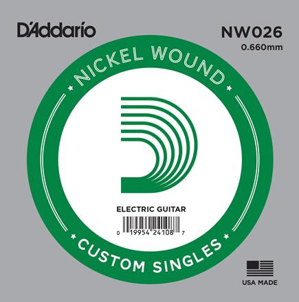 D'Addario Single Electric Guitar Strings, 0.026" Nickel Wound D'Addario Single Electric Guitar Strings, 0.026" Nickel Wound
