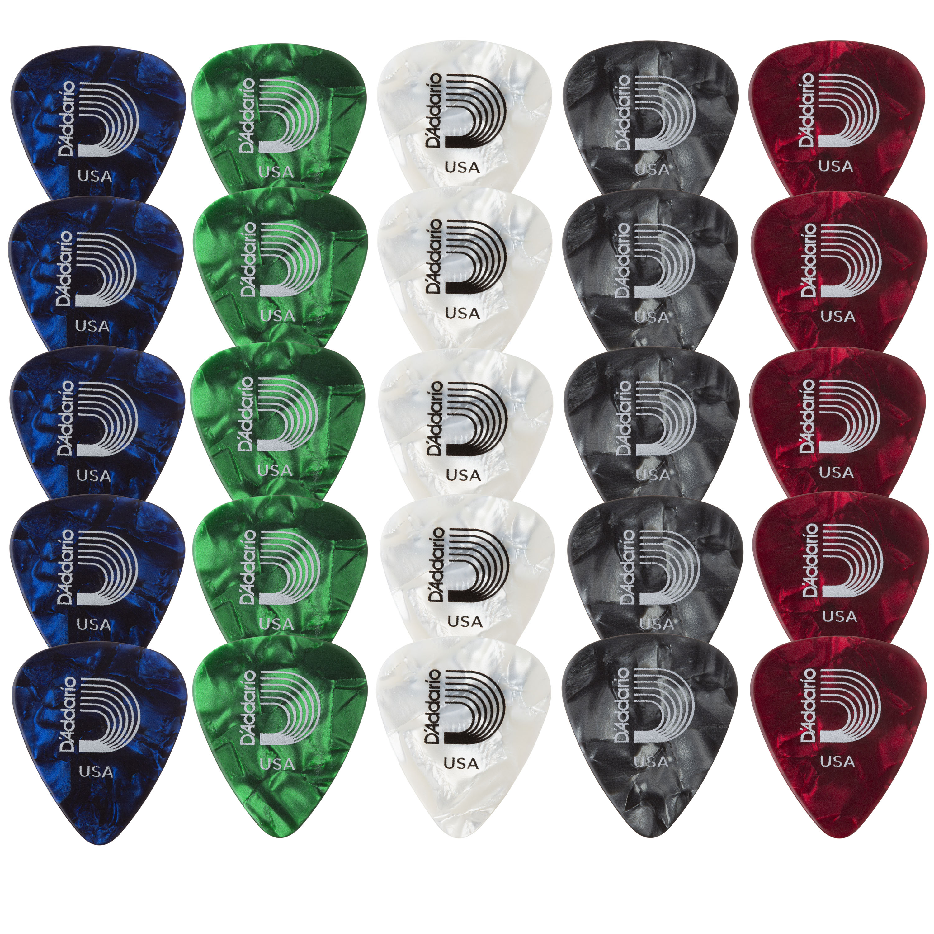 D'Addario Planet Waves Classic Pearl Celluloid Assortment Pack, Light - 25 Pack