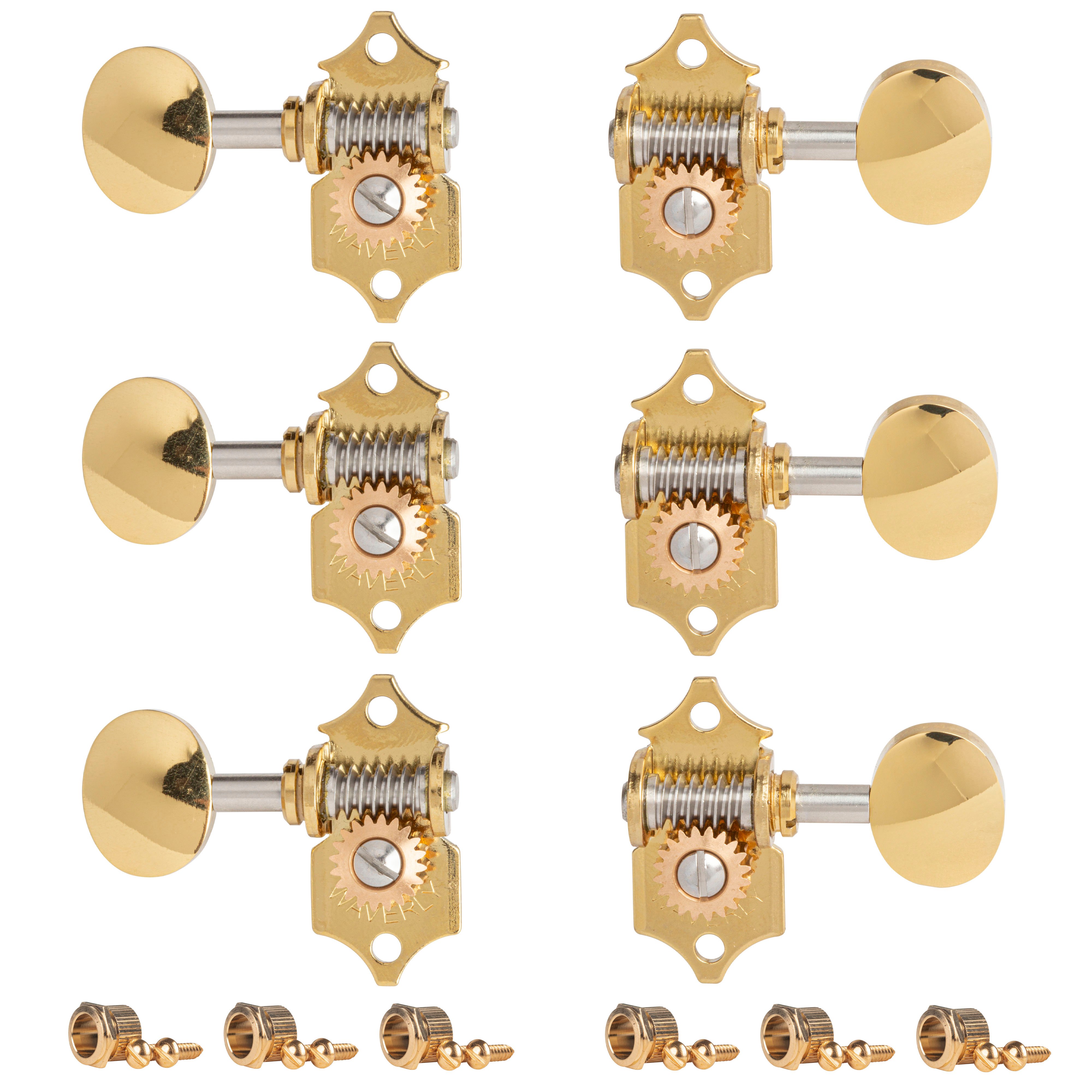 Waverly High Ratio Guitar Tuners with Vintage Oval Knobs for Solid Pegheads, Titanium, 3L/3R