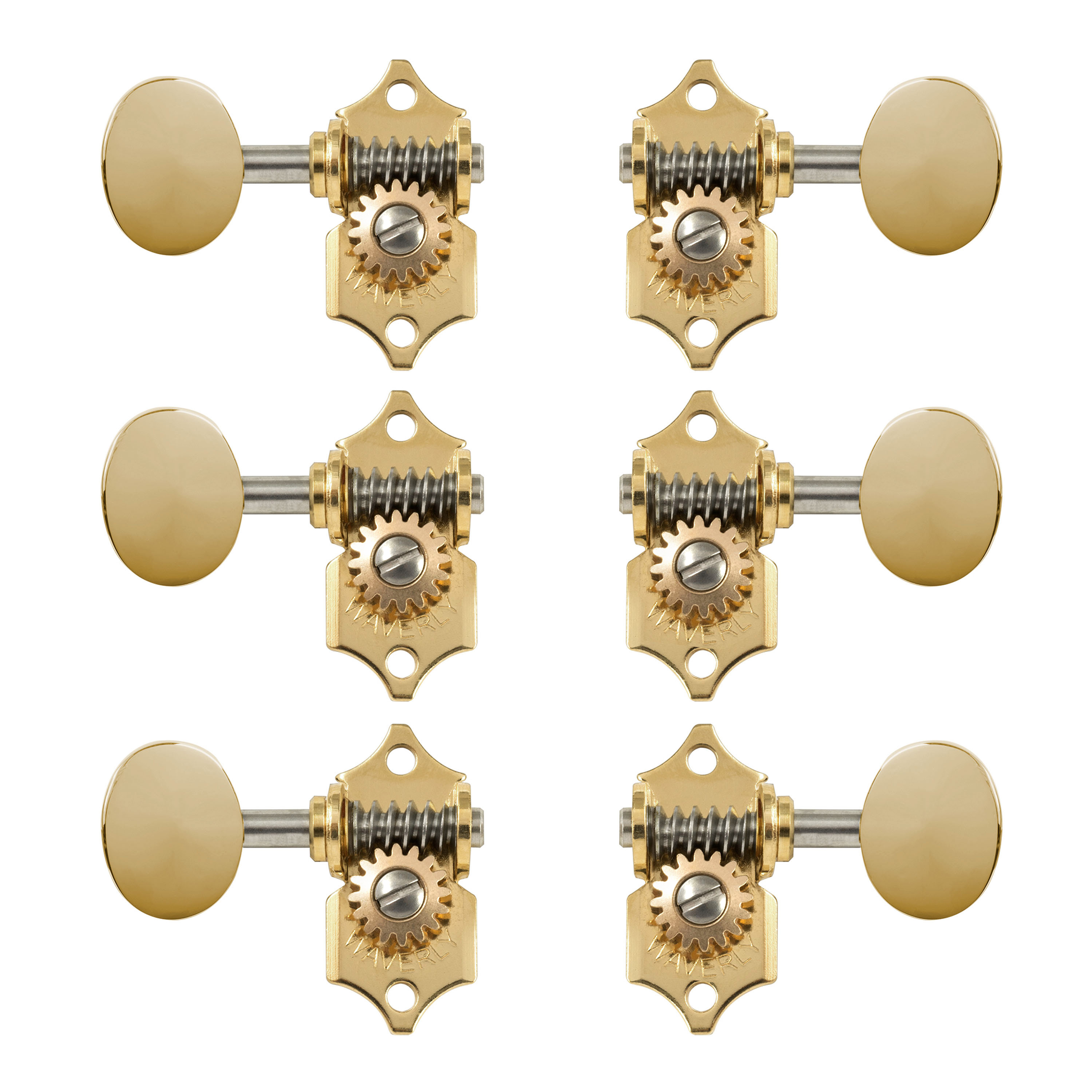 Waverly Guitar Tuners with Vintage Oval Knobs for Slotted Pegheads, Titanium, 3L/3R Waverly Guitar Tuners with Vintage Oval Knobs for Slotted Pegheads, Titanium, 3L/3R