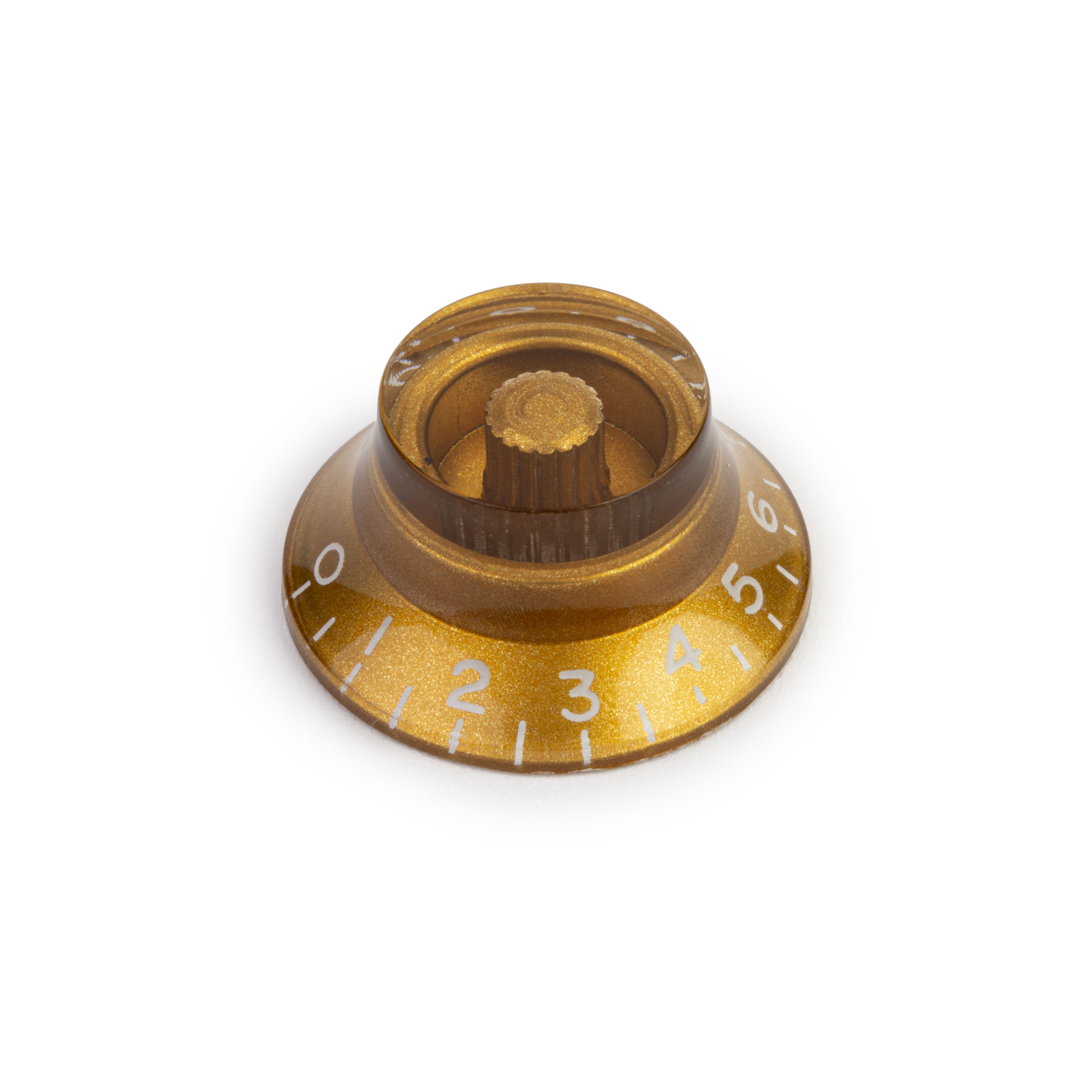 Top Hat Bell Knob, Gold, for fine-knurled pot shaft (CTS) Top Hat Bell Knob, Gold, for fine-knurled pot shaft (CTS)