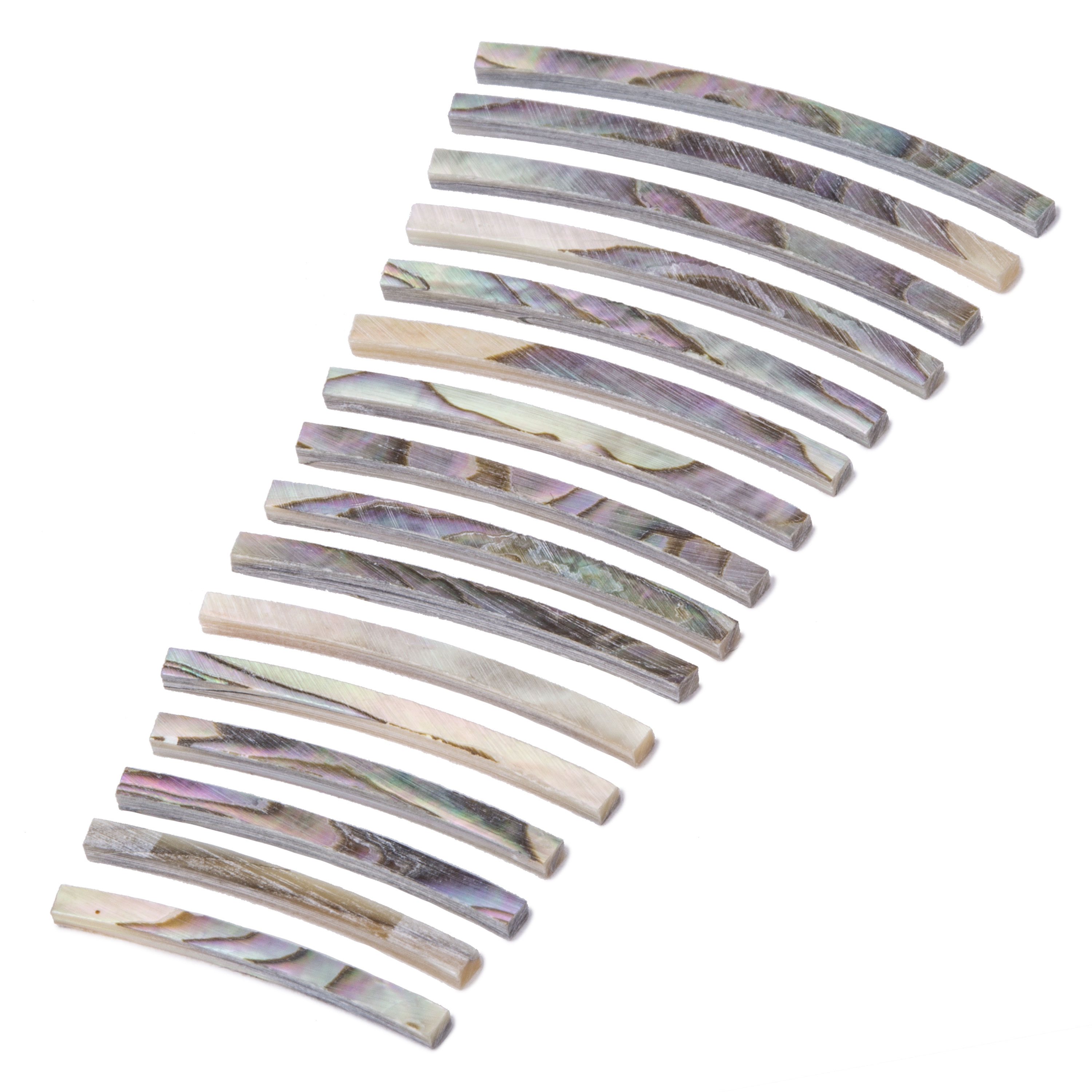 Green Abalone Purfling, Curved, 15" total length (381mm) Green Abalone Purfling, Curved, 15" total length (381mm)