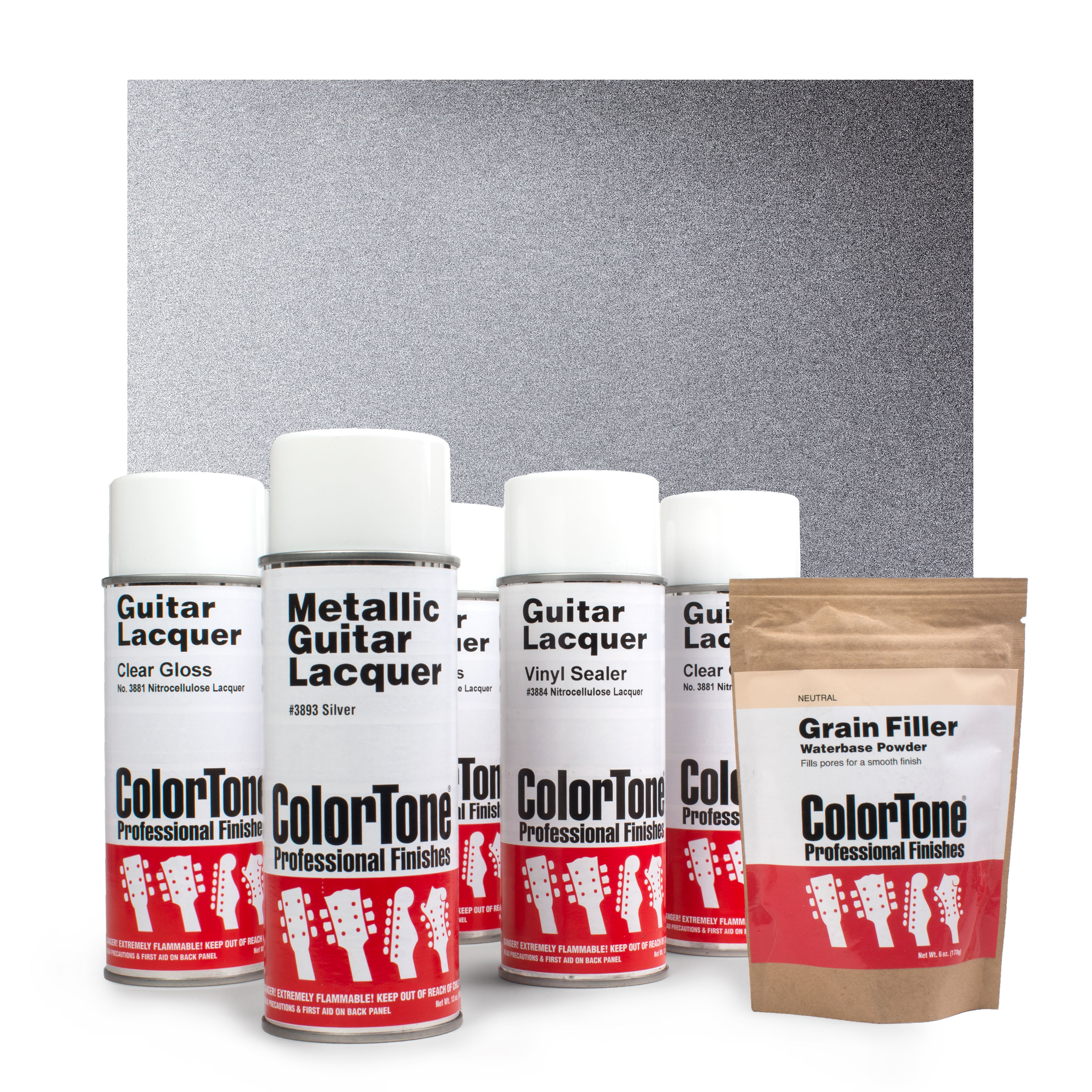 ColorTone Aerosol Finishing Set with Metallic Lacquer, Silver ColorTone Aerosol Finishing Set with Metallic Lacquer, Silver