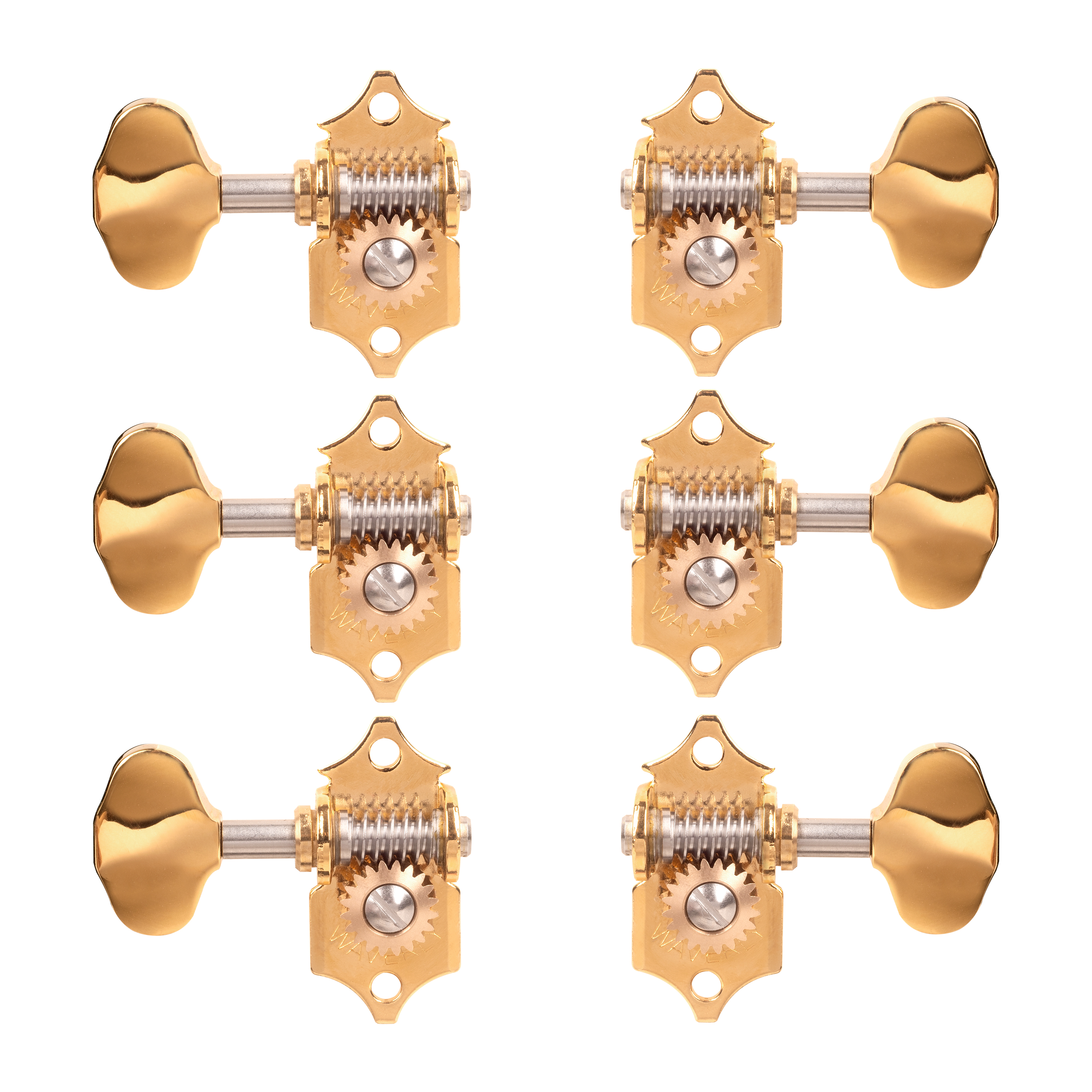 Waverly High Ratio Guitar Tuners with Butterbean Knobs for Solid Pegheads, Gold, 3L/3R Waverly High Ratio Guitar Tuners with Butterbean Knobs for Solid Pegheads, Gold, 3L/3R