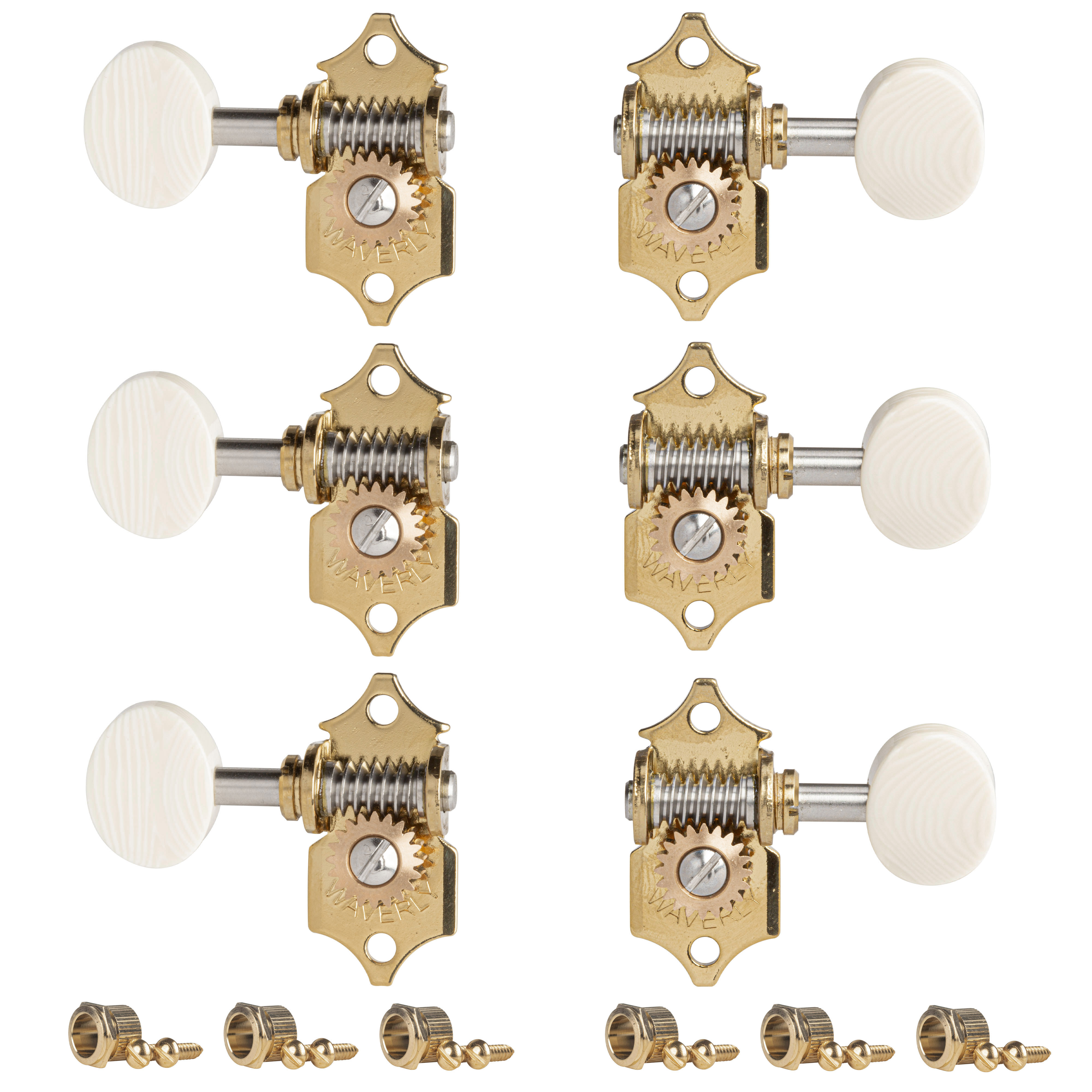 yommy Waverly Guitar Tuners with Ebony Knobs for Solid Pegheads