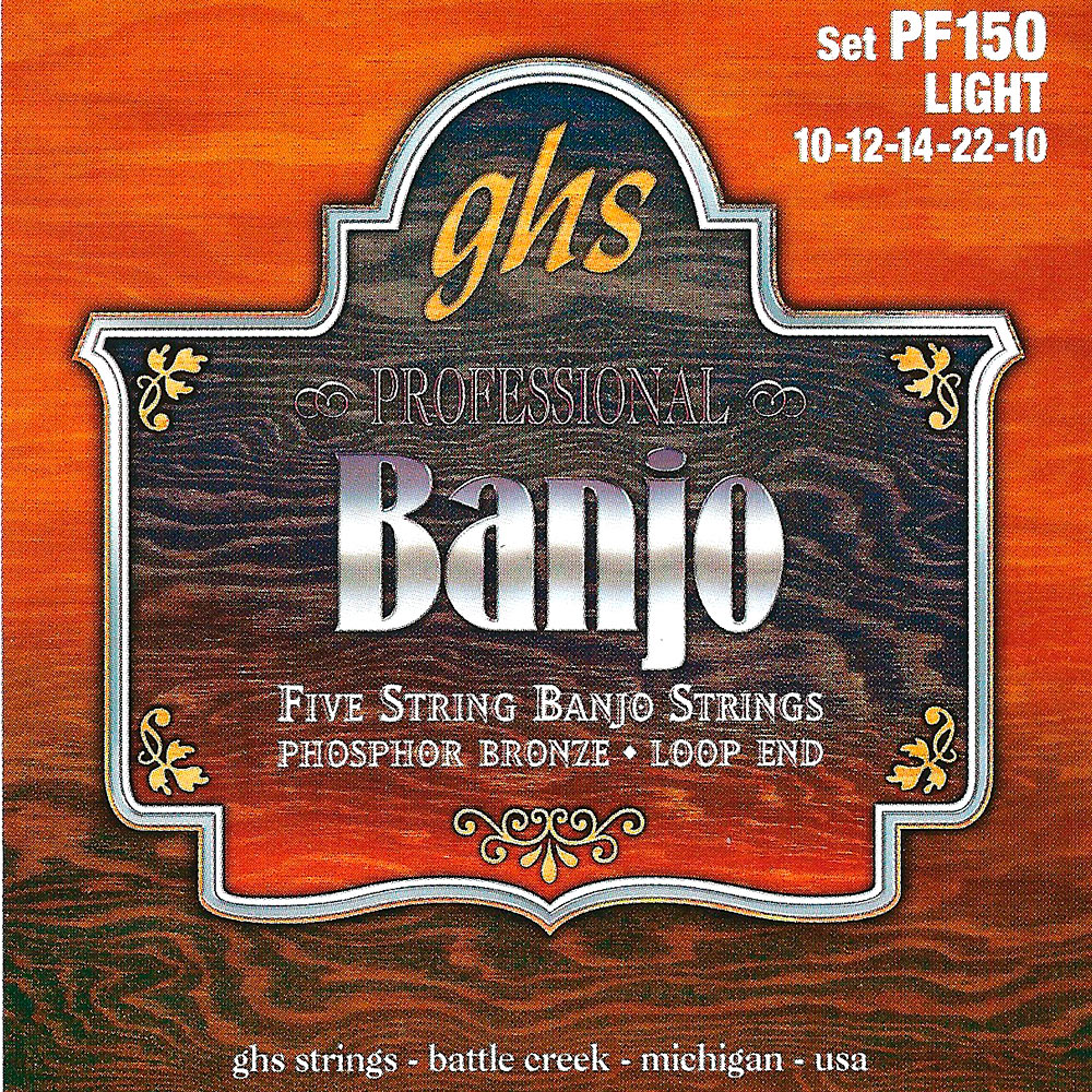 GHS Professional Five String Banjo Strings, Light, Phosphor Bronze