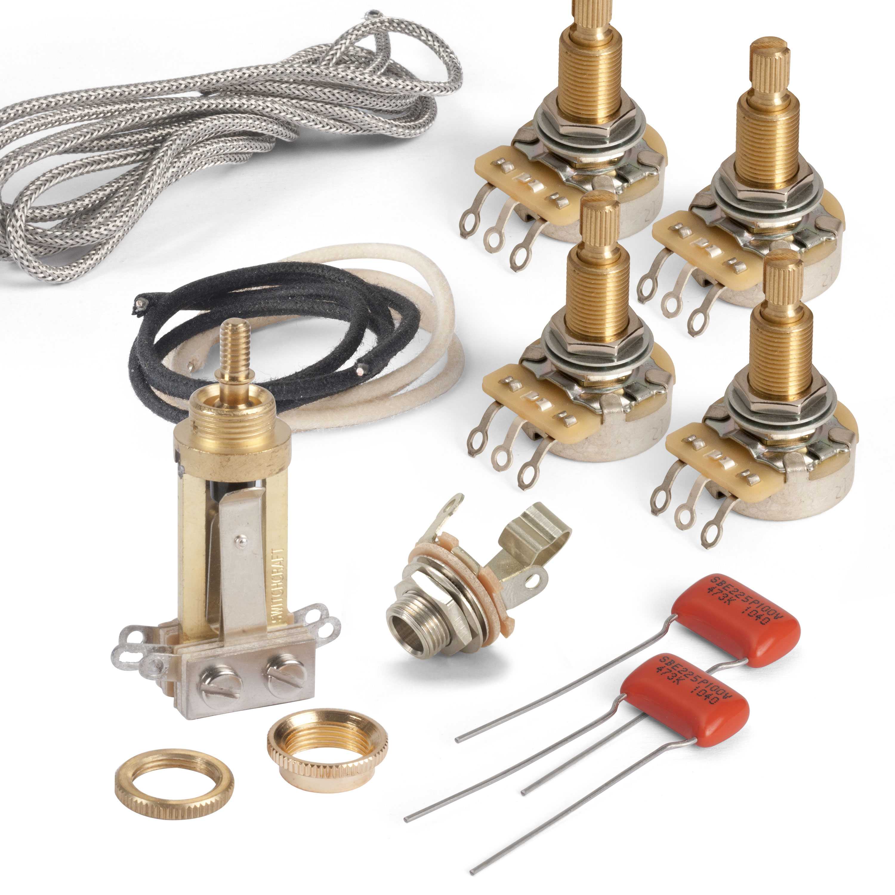 Premium Wiring Kit for Gibson Les Paul Guitar Long shaft CTS Pots and Gold Switchcraft Switch from StewMac. Golden Age