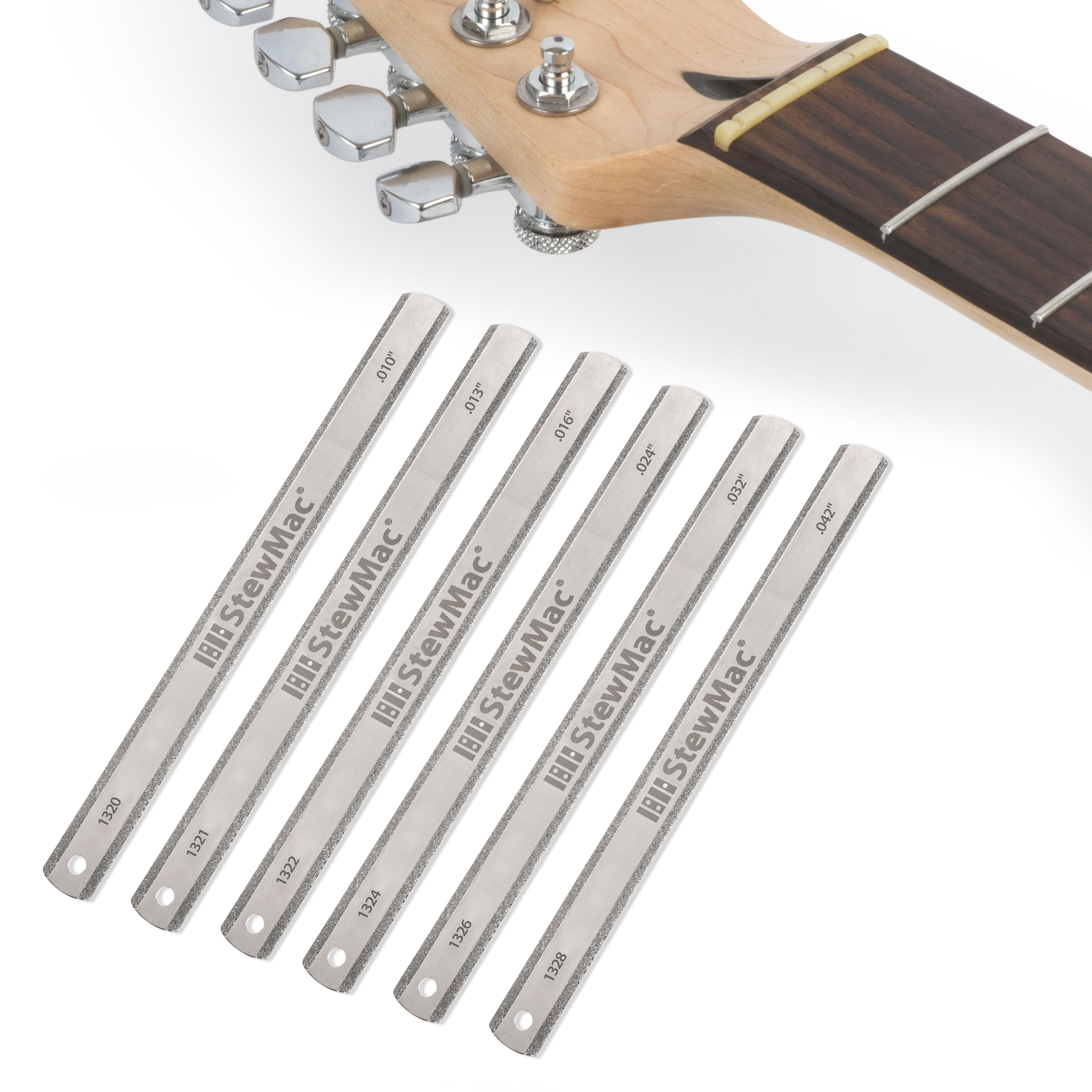 Gauged DiamondCut™ Nut Slotting File Set for Electric Guitar, For Light Strings - Set of 6 Gauged DiamondCut™ Nut Slotting File Set for Electric Guitar, For Light Strings - Set of 6
