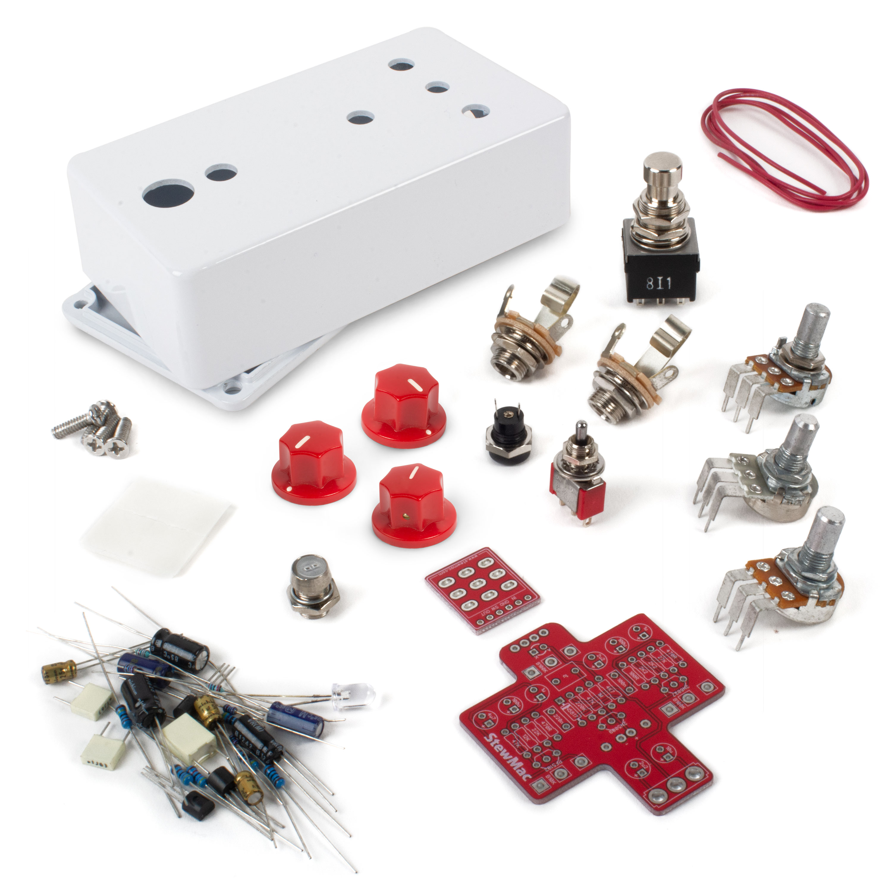 StewMac Fan Tremolo DIY Pedal Kit, With White Enclosure StewMac Fan Tremolo DIY Pedal Kit, With White Enclosure