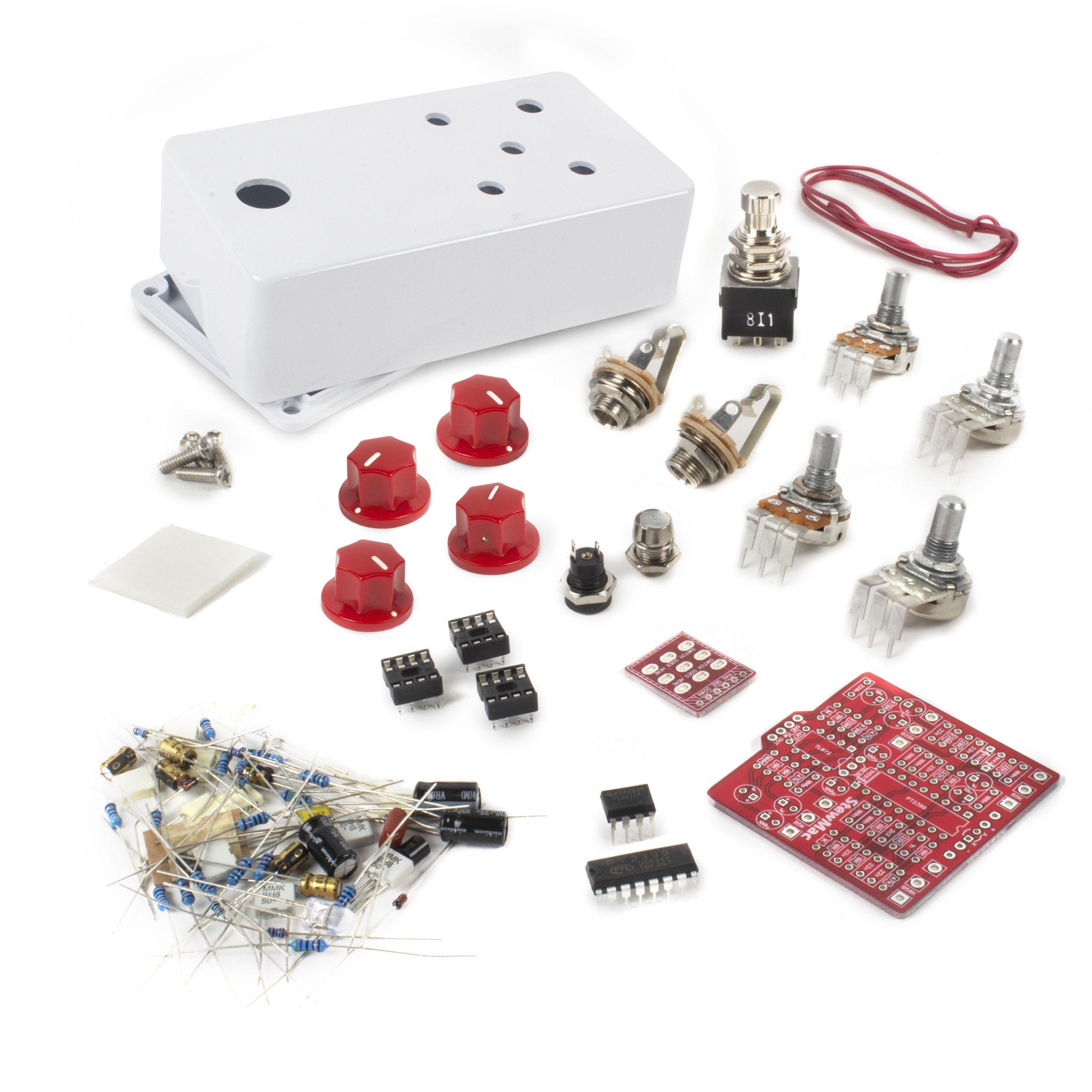 StewMac Tape Op Delay DIY Pedal Kit, With White Enclosure StewMac Tape Op Delay DIY Pedal Kit, With White Enclosure