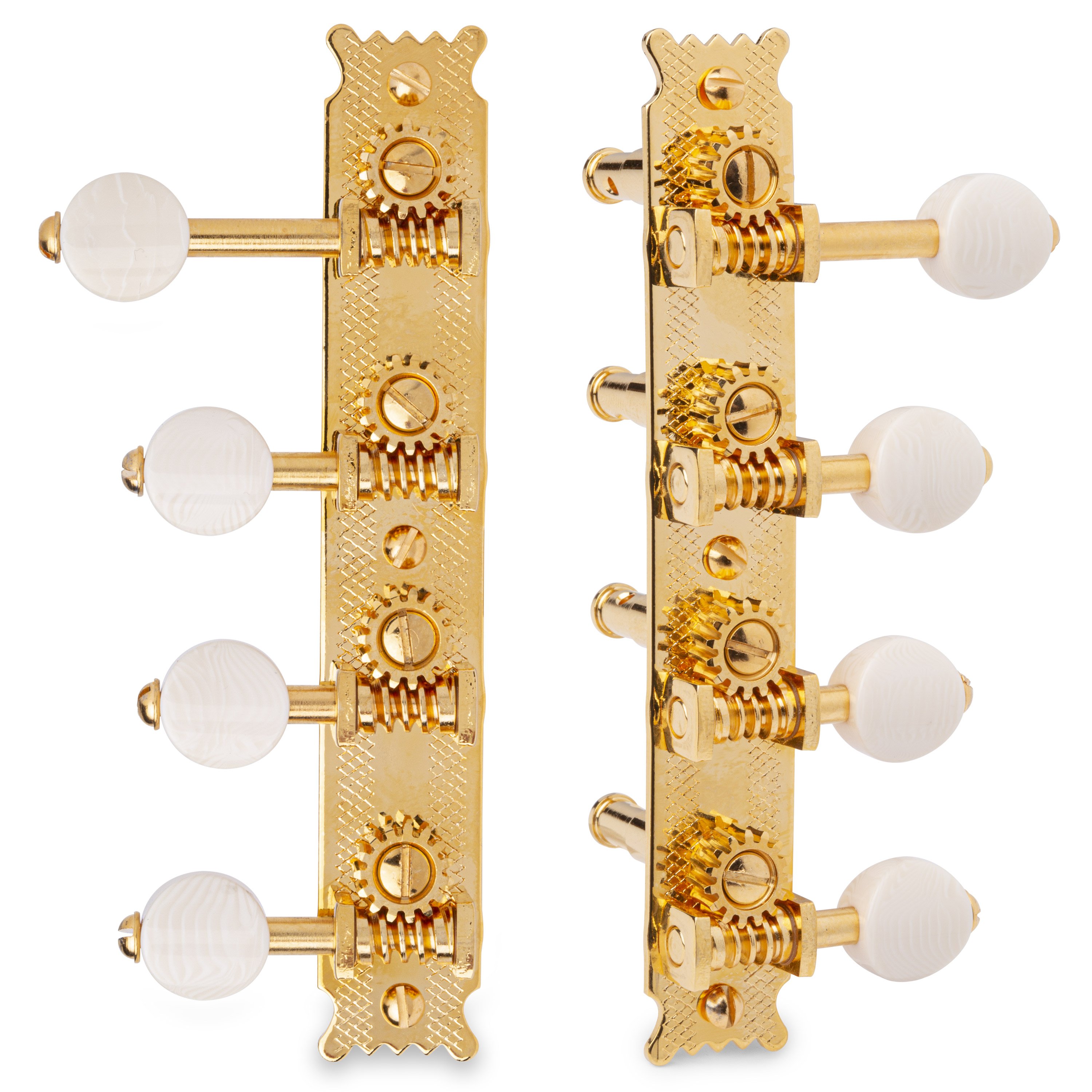 Golden Age Restoration Tuners for Oval Hole F-Style Mandolins, Gold, Ivoiroid knobs Golden Age Restoration Tuners for Oval Hole F-Style Mandolins, Gold, Ivoiroid knobs