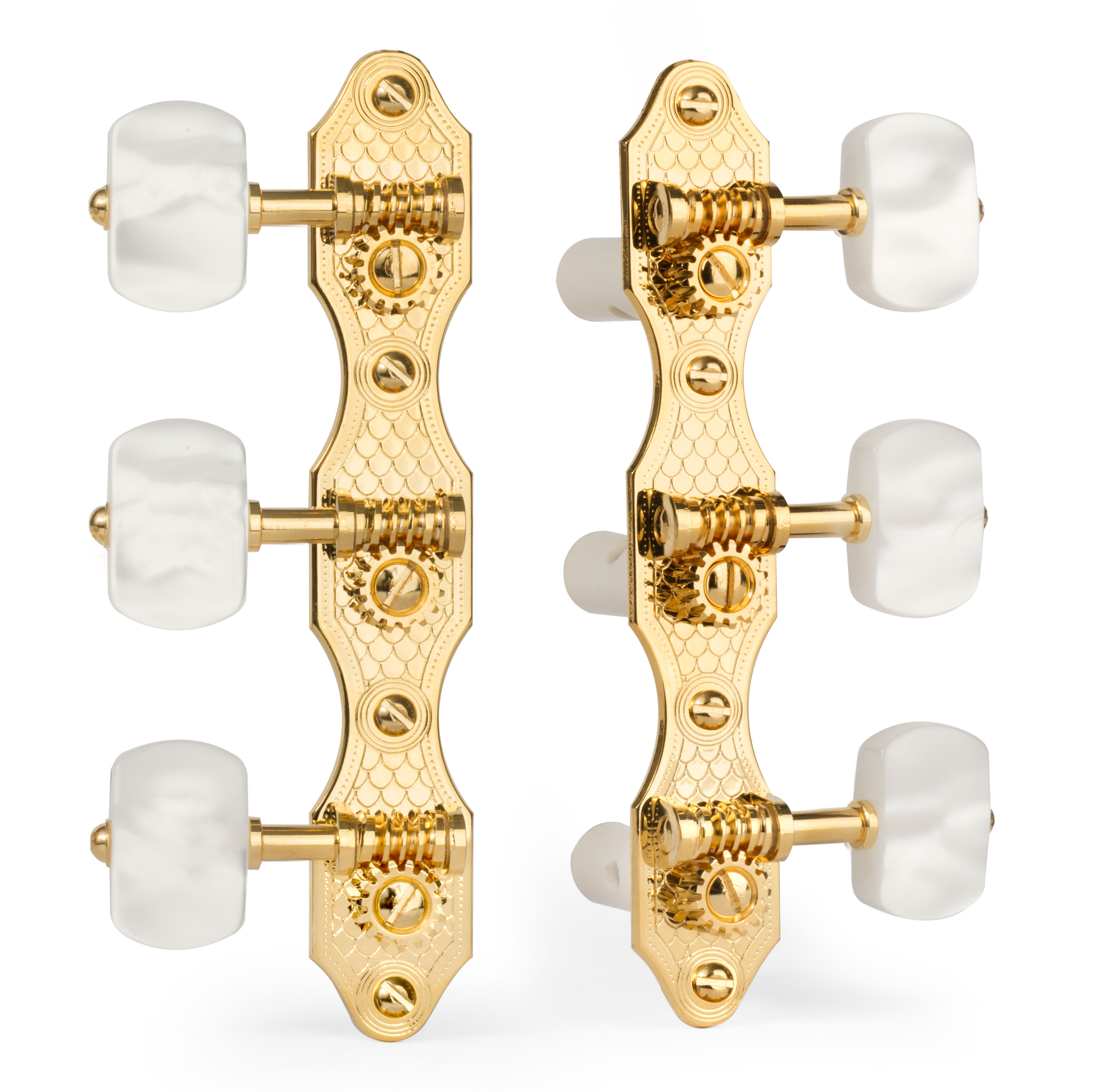 3+3 - Nickel Golden Gate F-2853 Vintage Classical Guitar Tuners 2 Planks 